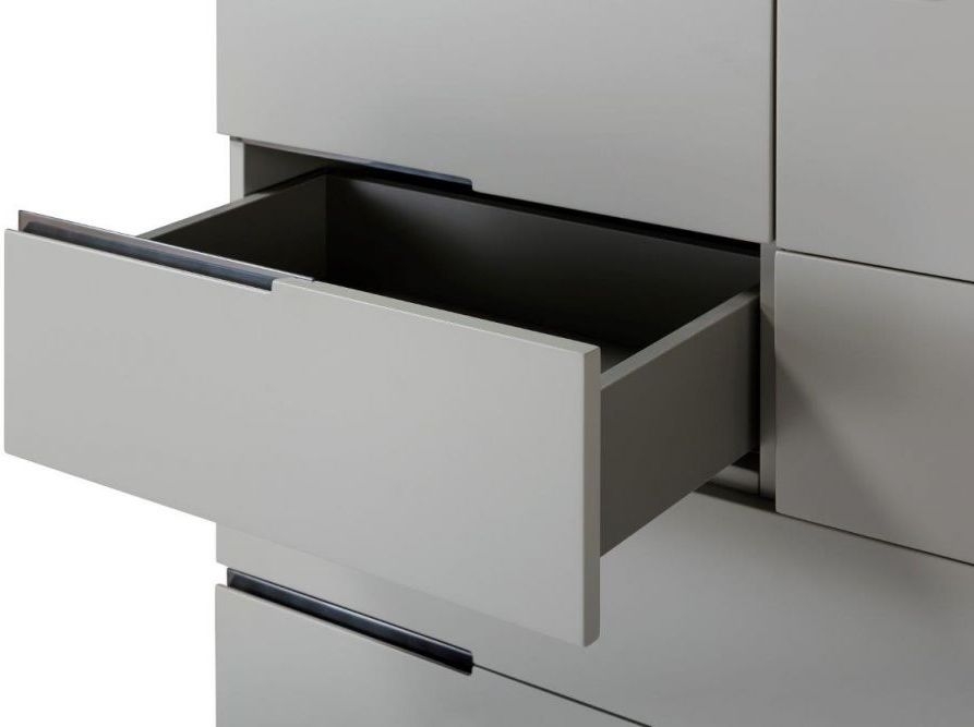 Product photograph of Alberto Grey And Chrome Metal 6 Drawer Chest from Choice Furniture Superstore.