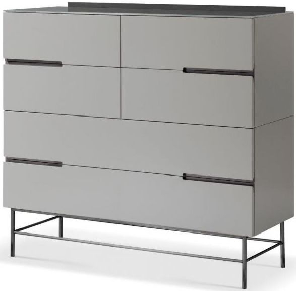 Product photograph of Alberto Grey And Chrome Metal 6 Drawer Chest from Choice Furniture Superstore.