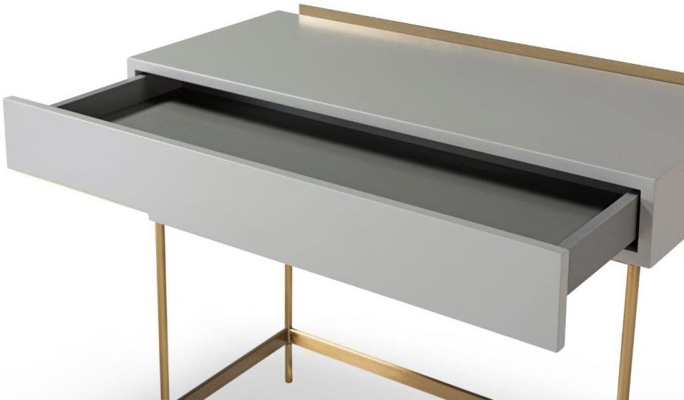 Product photograph of Alberto Grey And Brass Metal 1 Drawer Dressing Table from Choice Furniture Superstore.