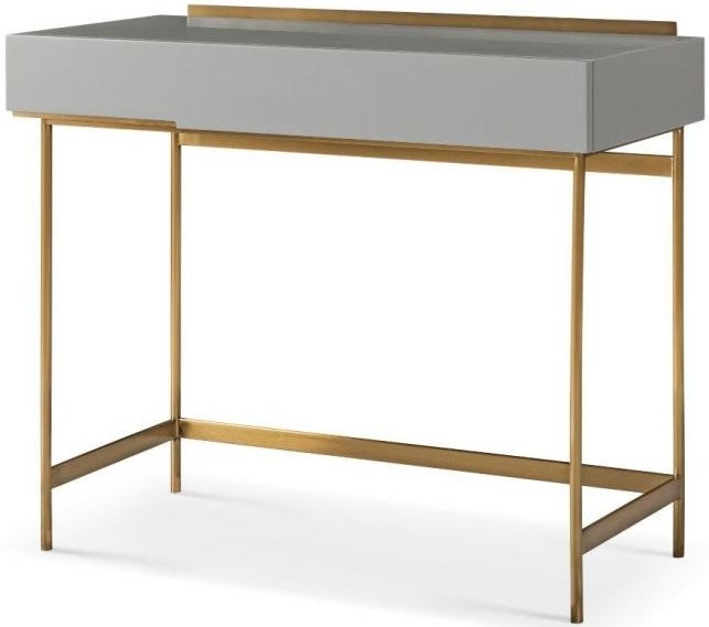 Product photograph of Alberto Grey And Brass Metal 1 Drawer Dressing Table from Choice Furniture Superstore.