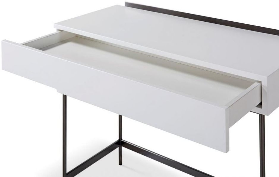 Product photograph of Alberto White And Chrome Metal 1 Drawer Dressing Table from Choice Furniture Superstore.