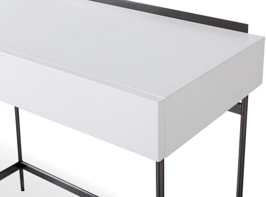 Product photograph of Alberto White And Chrome Metal 1 Drawer Dressing Table from Choice Furniture Superstore.