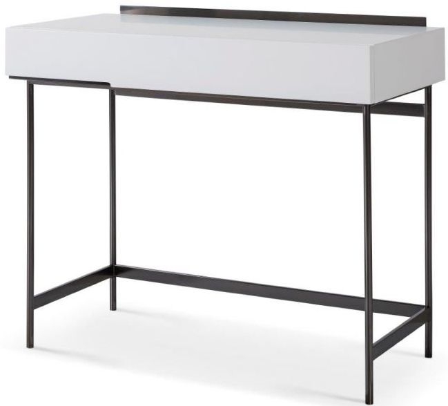 Product photograph of Alberto White And Chrome Metal 1 Drawer Dressing Table from Choice Furniture Superstore.