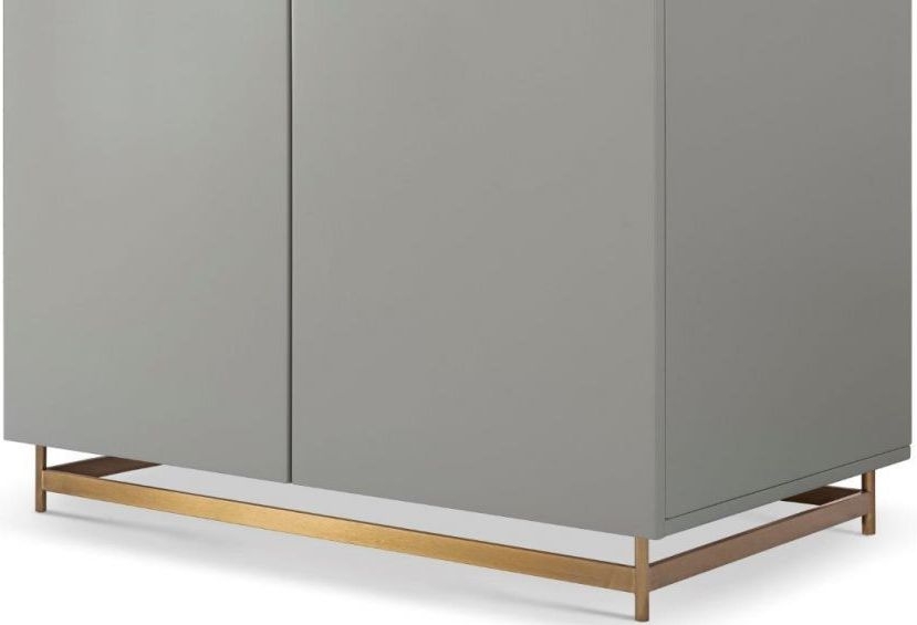 Product photograph of Alberto Grey And Brass Metal 2 Door Wardrobe from Choice Furniture Superstore.