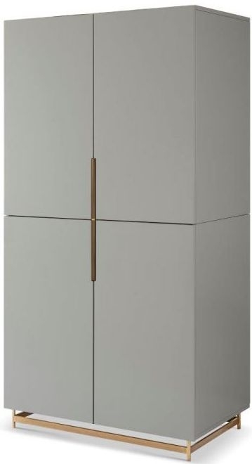 Product photograph of Alberto Grey And Brass Metal 2 Door Wardrobe from Choice Furniture Superstore.