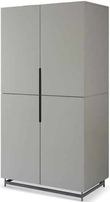 Product photograph of Gillmore Space Alberto Grey Matt Lacquer And Dark Chrome Wardrobe from Choice Furniture Superstore.