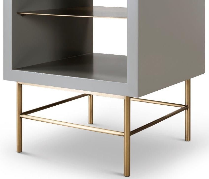 Product photograph of Gillmore Space Alberto Grey Matt Lacquer And Brass Brushed Side Table from Choice Furniture Superstore.