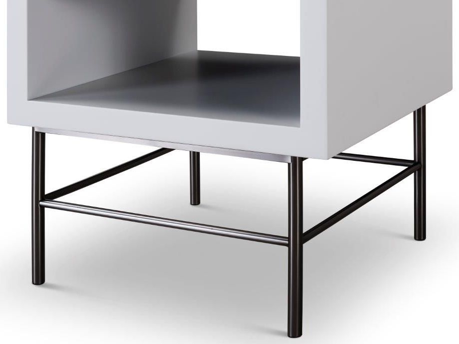 Product photograph of Gillmore Space Alberto White Matt Lacquer And Dark Chrome Side Table from Choice Furniture Superstore.