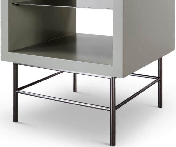 Product photograph of Gillmore Space Alberto Grey Matt Lacquer And Dark Chrome Side Table from Choice Furniture Superstore.