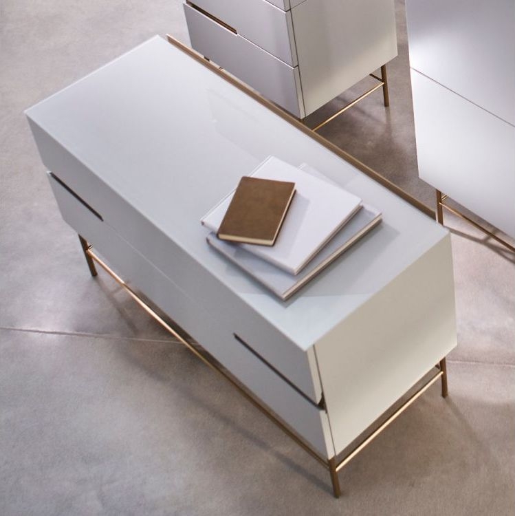 Product photograph of Alberto White And Brass Metal Low Sideboard - 110cm from Choice Furniture Superstore.