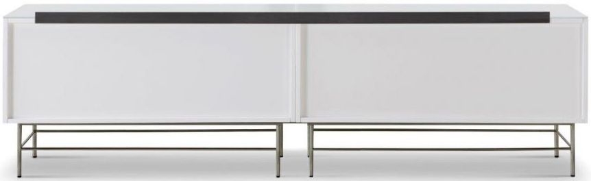 Product photograph of Alberto White And Chrome Metal Low Sideboard - 220cm from Choice Furniture Superstore.