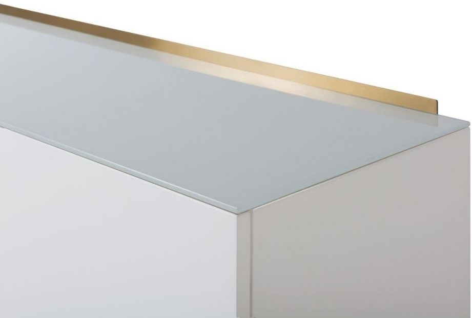 Product photograph of Alberto White And Brass Metal 2 Door Small Sideboard - 110cm from Choice Furniture Superstore.