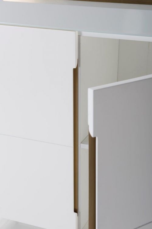 Product photograph of Alberto White And Brass Metal 2 Door Small Sideboard - 110cm from Choice Furniture Superstore.
