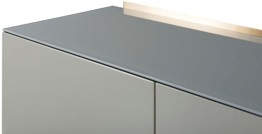 Product photograph of Alberto Grey And Brass Metal 2 Door Small Sideboard - 110cm from Choice Furniture Superstore.