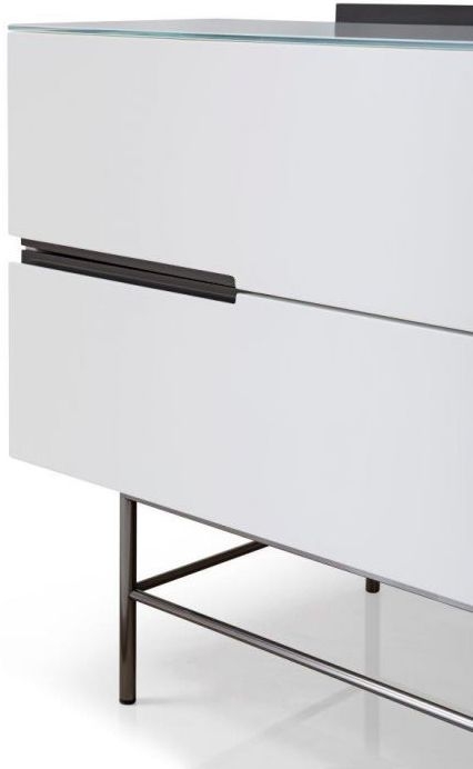 Product photograph of Alberto White And Chrome Metal Combo Sideboard from Choice Furniture Superstore.