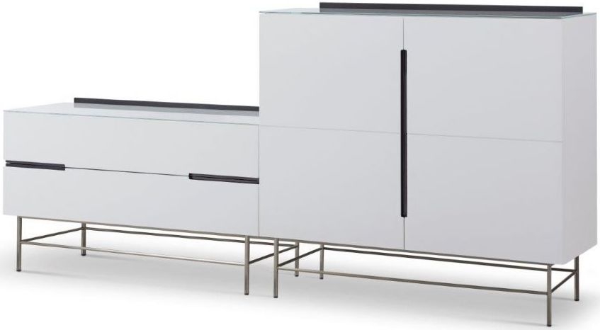 Product photograph of Alberto White And Chrome Metal Combo Sideboard from Choice Furniture Superstore.