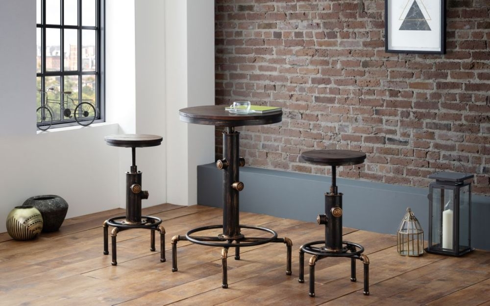 Product photograph of Rockport Brushed Copper Bar Table Set With 2 Stool from Choice Furniture Superstore.