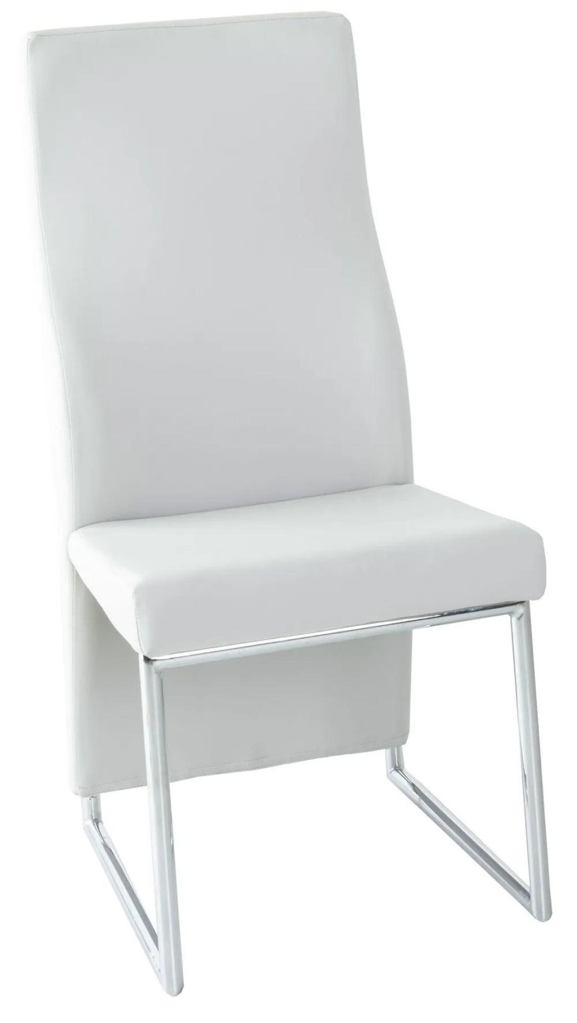 Product photograph of Perth Grey Leather Dining Chair With Stainless Steel Chrome Base from Choice Furniture Superstore.