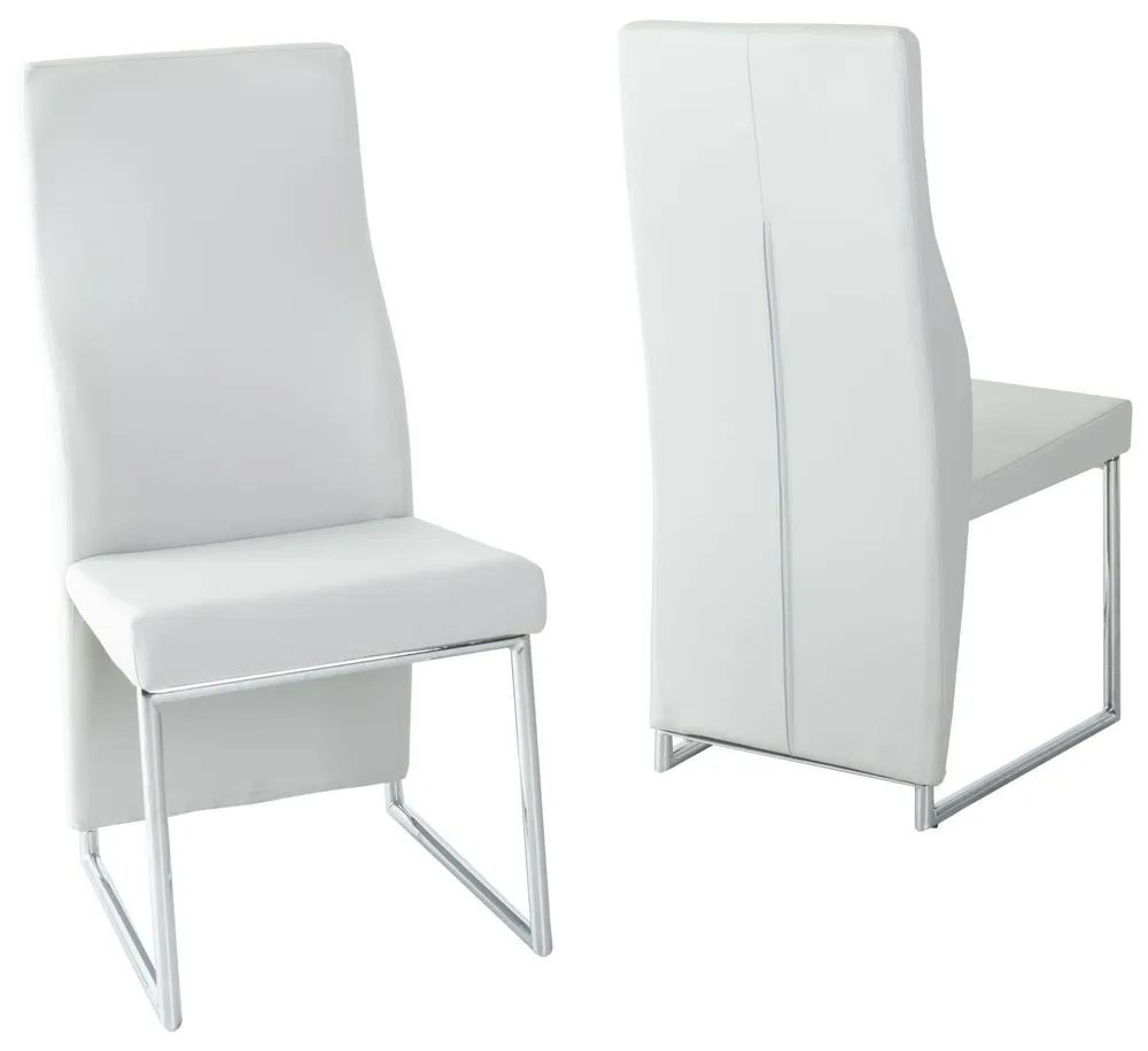 Product photograph of Perth Grey Leather Dining Chair With Stainless Steel Chrome Base from Choice Furniture Superstore.