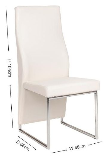 Product photograph of Perth Cream Dining Chair Leather - Faux Pu With High Back And Stainless Steel Chrome Base from Choice Furniture Superstore.