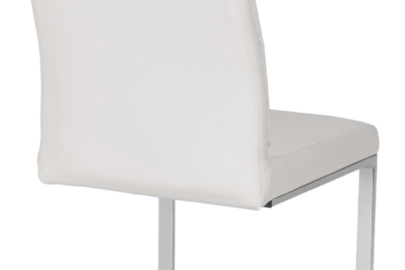 Product photograph of Arabella Cream Dining Chair Leather - Faux Pu With Stainless Steel Chrome Cantiliver Base from Choice Furniture Superstore.