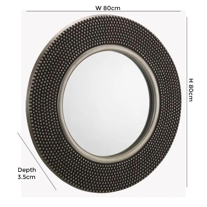 Product photograph of Adagio Studded Round Wall Mirror - 80cm X 80cm from Choice Furniture Superstore.