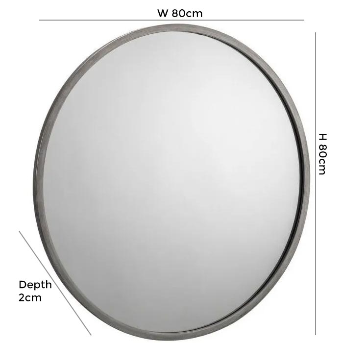 Product photograph of Octave Pewter Round Wall Mirror - 80cm X 80cm from Choice Furniture Superstore.