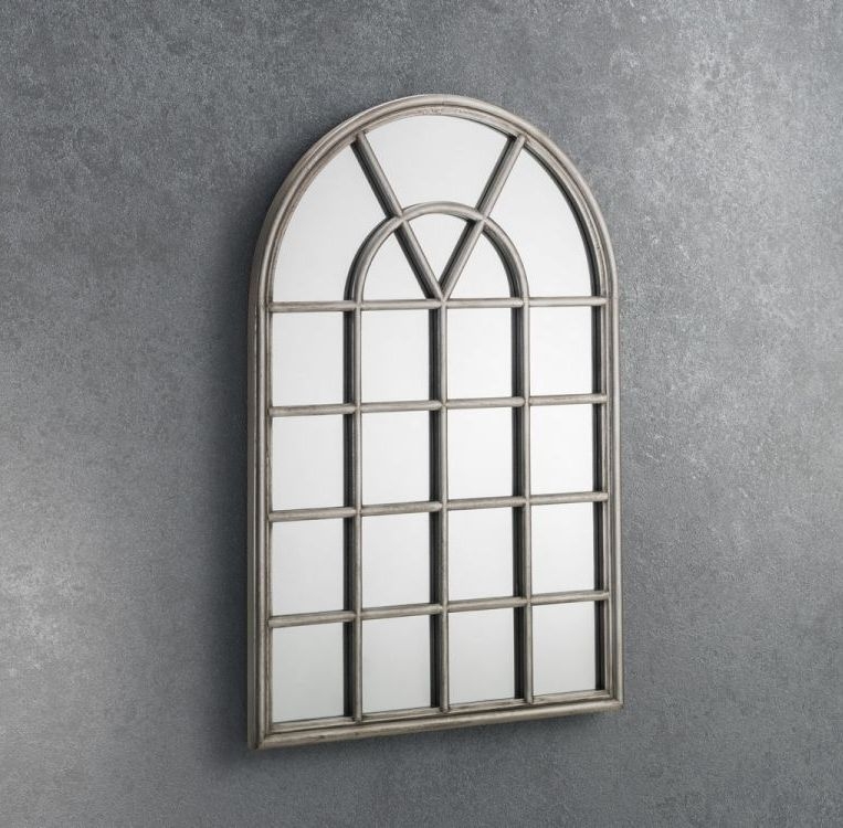 Product photograph of Opus Pewter Effect Lacquered Window Mirror - 60cm X 90cm from Choice Furniture Superstore.