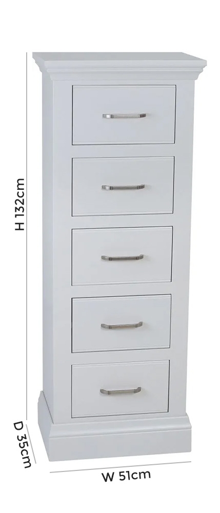 Product photograph of Tch Coelo Painted 5 Drawer Chest from Choice Furniture Superstore.