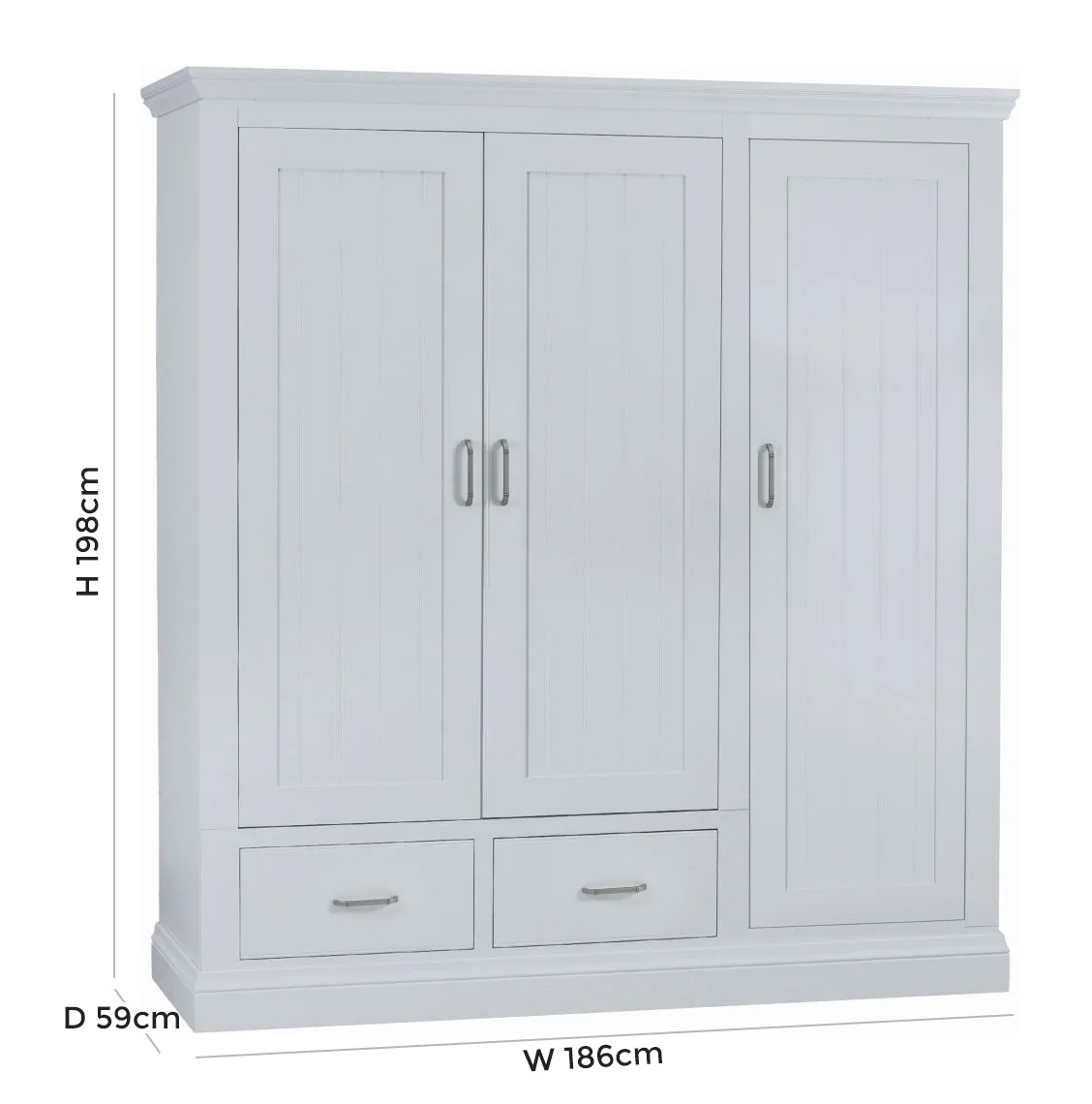 Product photograph of Tch Coelo Painted 3 Door 2 Drawer Wardrobe from Choice Furniture Superstore.