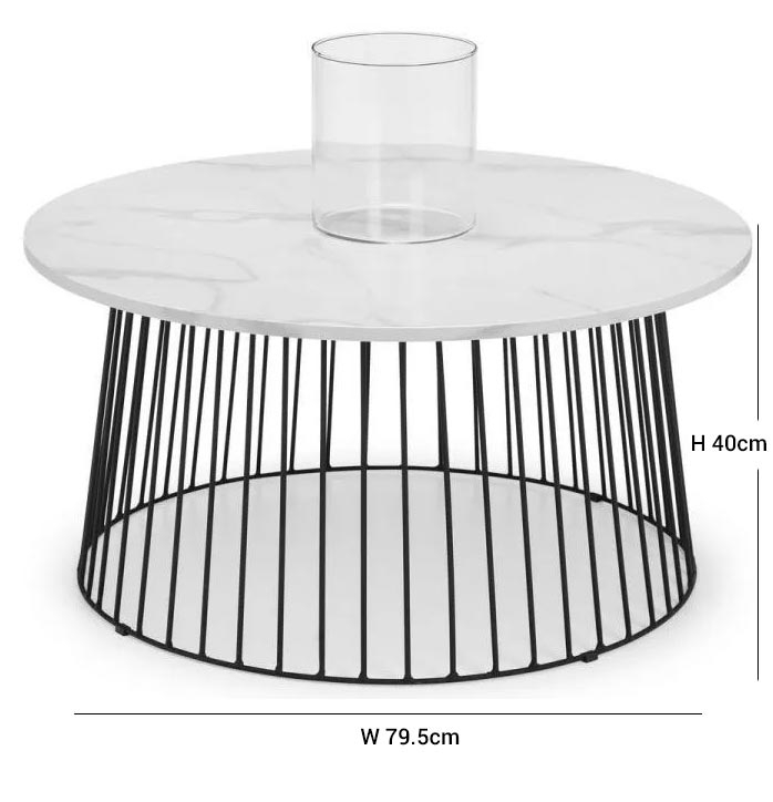 Broadway White Marble Effect Round Coffee Table
