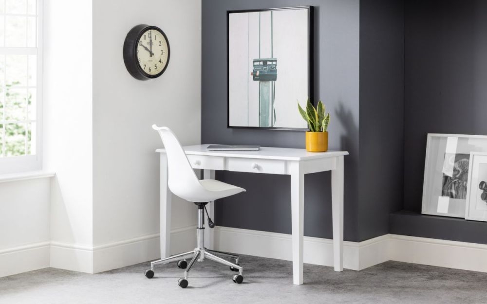 Product photograph of Carrington Lacquered Pine Desk - Comes In White Black And Grey Options from Choice Furniture Superstore.