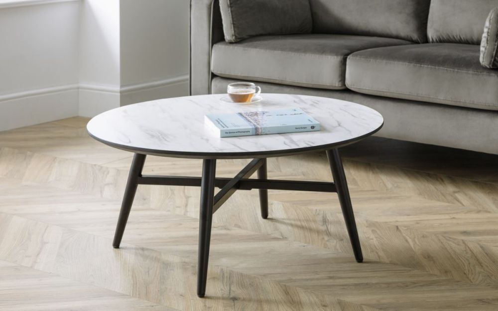 Firenze White Marble Effect Round Coffee Table