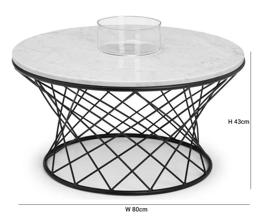 Product photograph of Trevi White Marble 80cm Round Coffee Table from Choice Furniture Superstore.