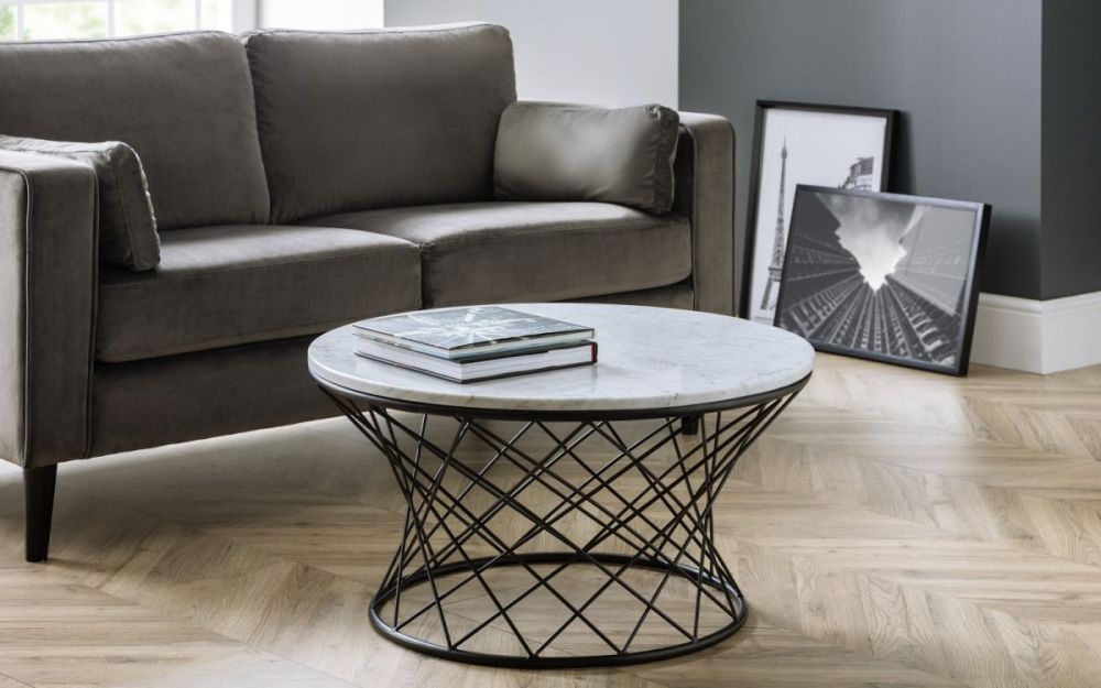 Product photograph of Trevi White Marble 80cm Round Coffee Table from Choice Furniture Superstore.