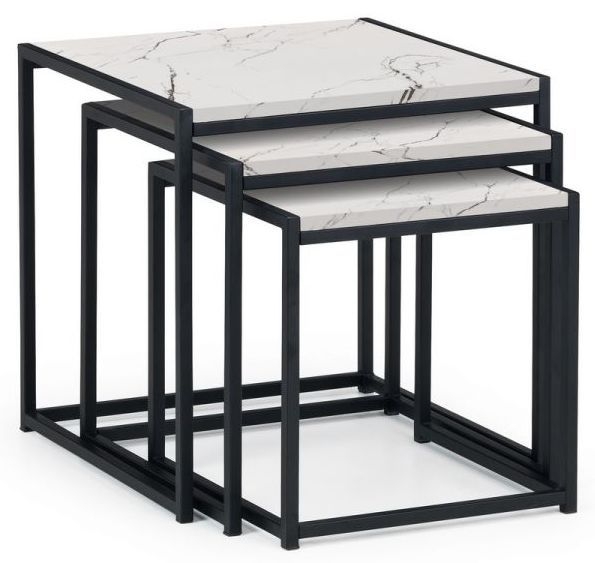 Product photograph of Tribeca White Marble Nest Of 3 Tables from Choice Furniture Superstore.