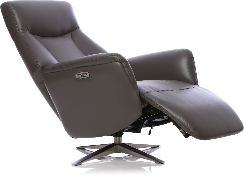 Product photograph of Gfa Houston Swivel Recliner Chair - Iron Leather Match from Choice Furniture Superstore.