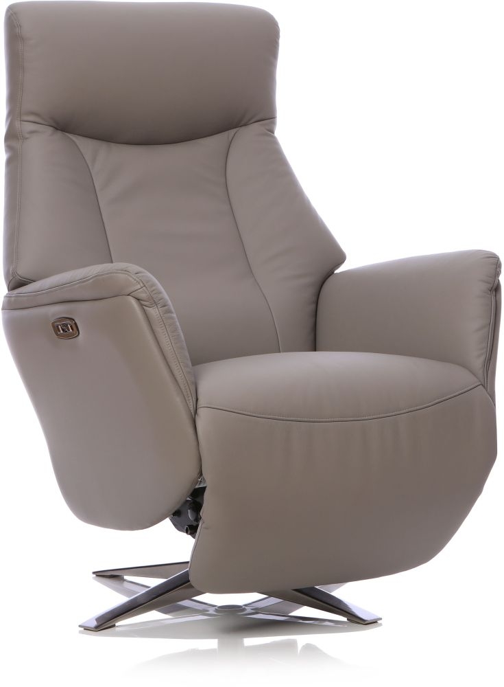 Product photograph of Gfa Houston Swivel Recliner Chair In Platinum Faux Leather from Choice Furniture Superstore.