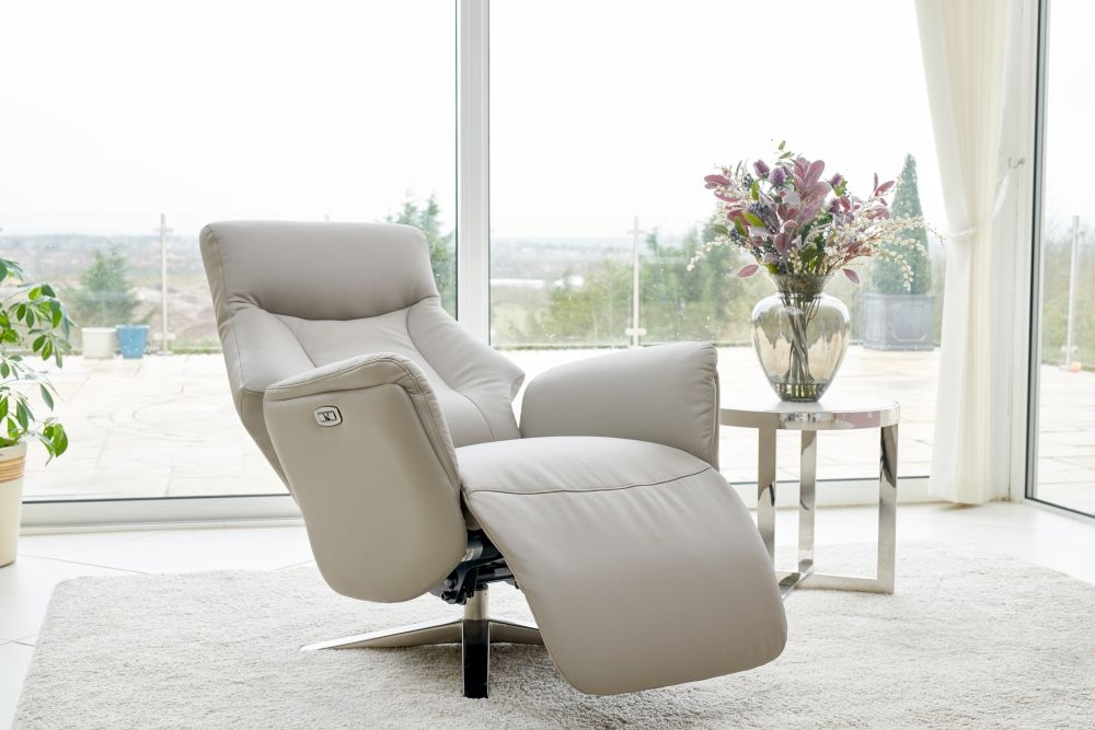 Product photograph of Gfa Houston Swivel Recliner Chair In Platinum Faux Leather from Choice Furniture Superstore.