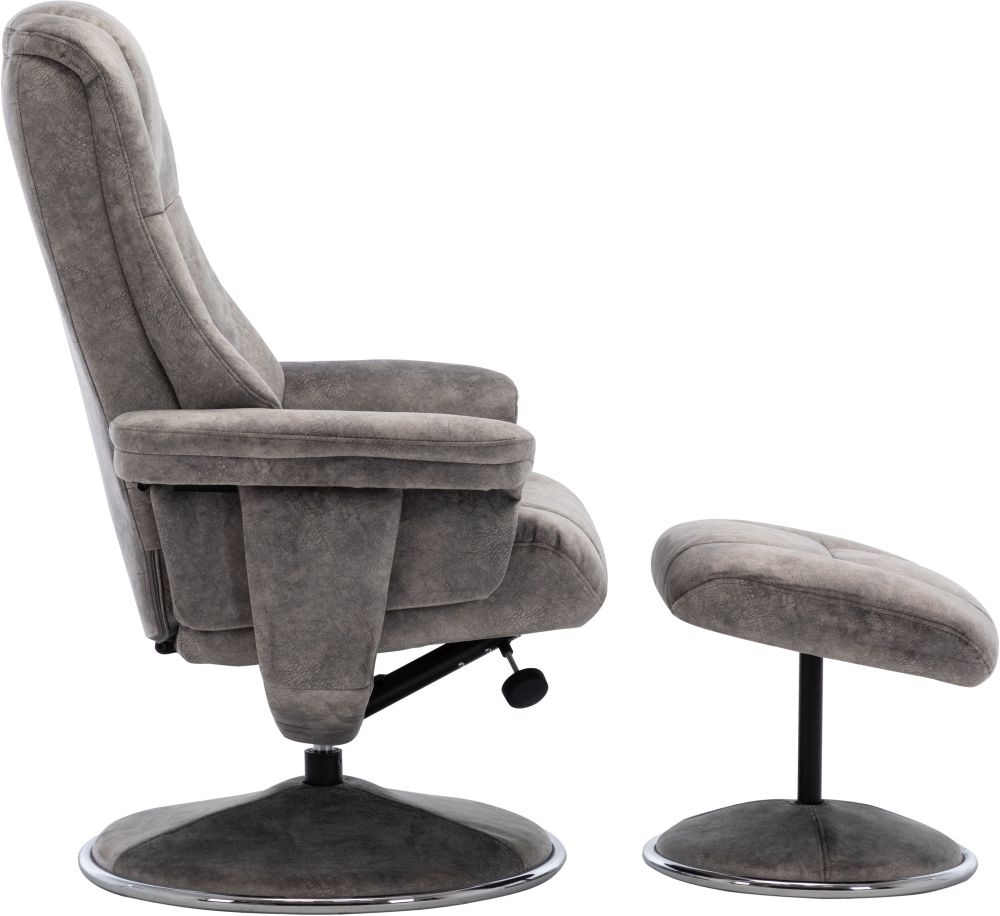 Product photograph of Gfa Denver Swivel Recliner Chair With Footstool - Elephant Fabric from Choice Furniture Superstore.