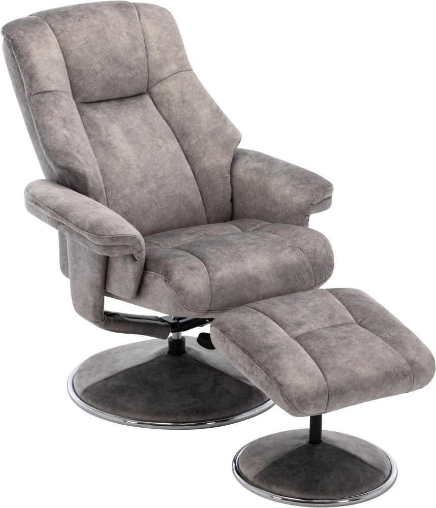 Product photograph of Gfa Denver Swivel Recliner Chair With Footstool - Elephant Fabric from Choice Furniture Superstore.