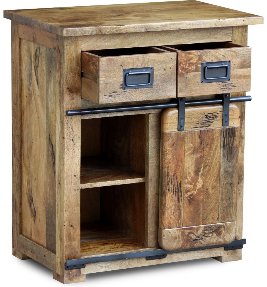 Product photograph of Iron Works Industrial Style Wooden Hall Cabinet from Choice Furniture Superstore.