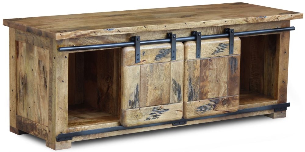 Product photograph of Iron Works Industrial Style Wooden 135cm Tv Unit from Choice Furniture Superstore.