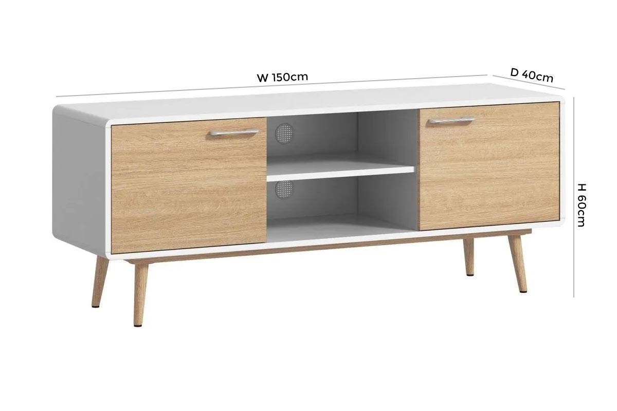 Product photograph of Portofino White And Oak Small Tv Unit - Upto 64in from Choice Furniture Superstore.