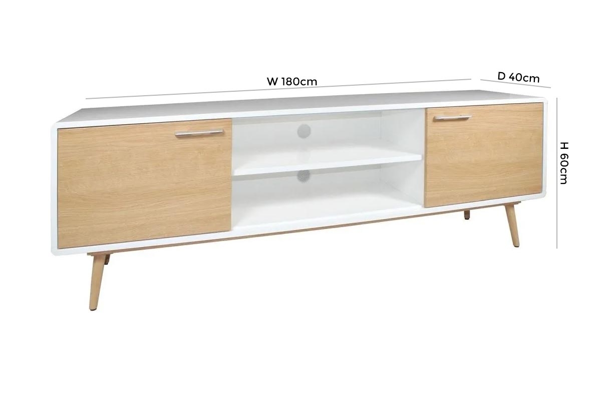 Product photograph of Portofino White And Oak Large Tv Unit - Upto 70in from Choice Furniture Superstore.