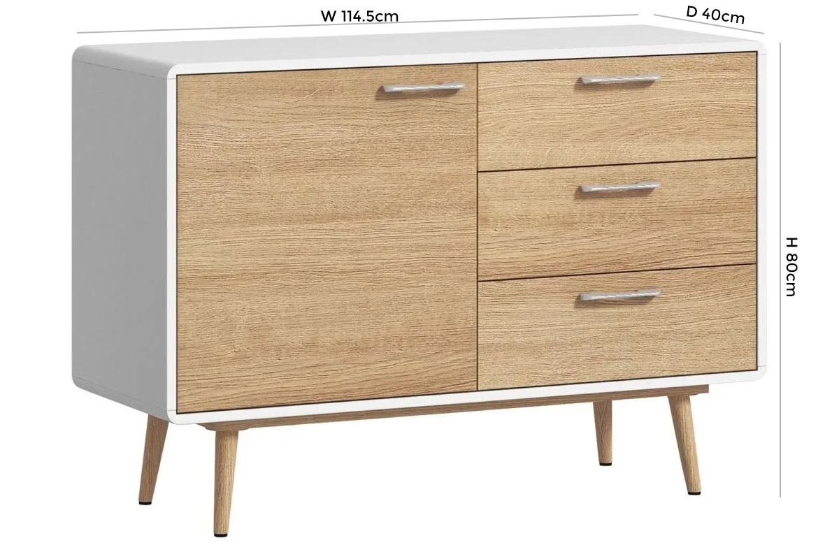Product photograph of Portofino White And Oak Small Sideboard from Choice Furniture Superstore.