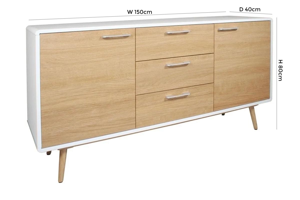 Product photograph of Portofino White And Oak Large Sideboard from Choice Furniture Superstore.