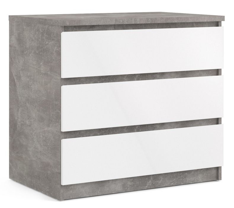 Product photograph of Naia Chest Of 3 Drawer In Concrete And White High Gloss from Choice Furniture Superstore.