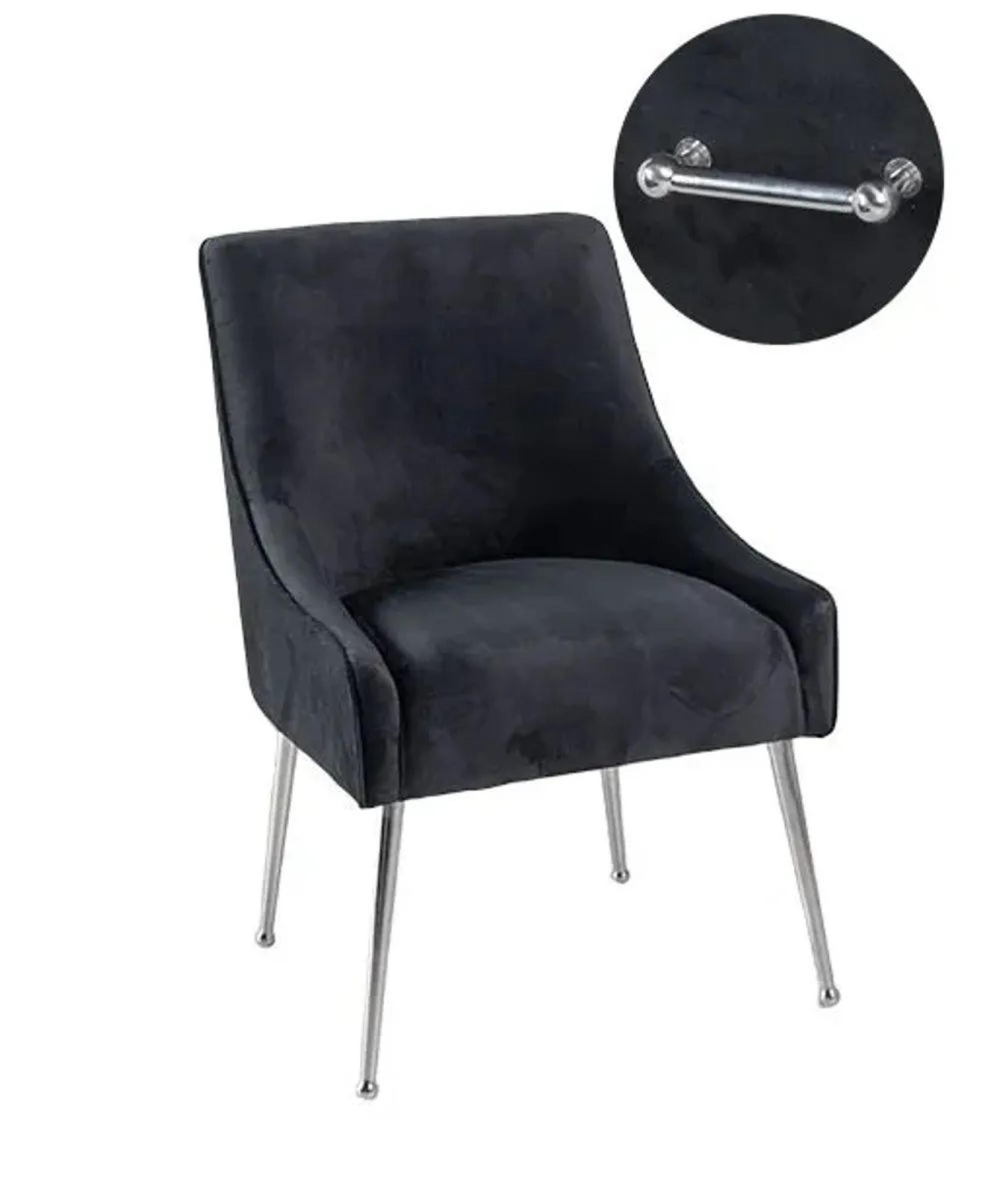 Product photograph of Giovanni Black Velvet Fabric Dining Chair With Back Handle And Chrome Legs from Choice Furniture Superstore.