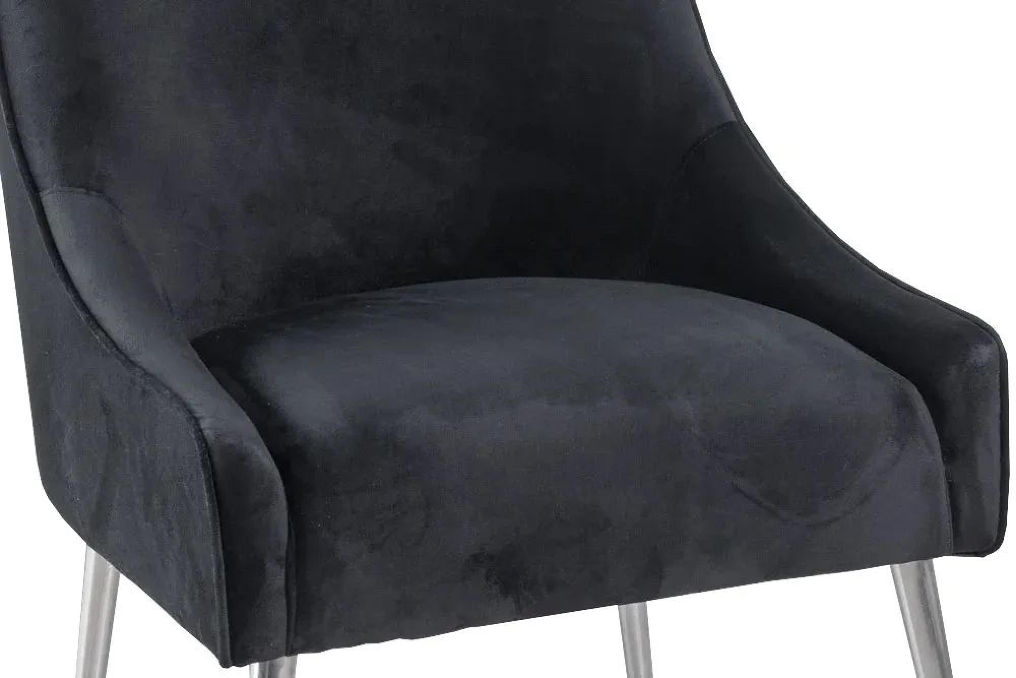 Product photograph of Giovanni Black Velvet Fabric Dining Chair With Back Handle And Chrome Legs from Choice Furniture Superstore.